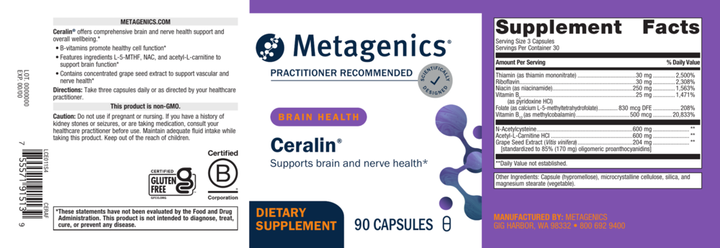 Metagenics® Ceralin® – Neurological Health &amp; B Vitamin Complex (90 Capsules)