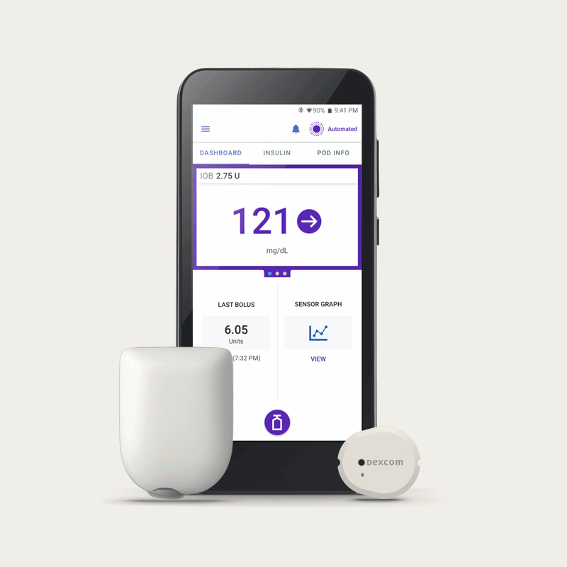 Omnipod 5 tubeless insulin pump system — Pod and PDM controller for automated insulin delivery