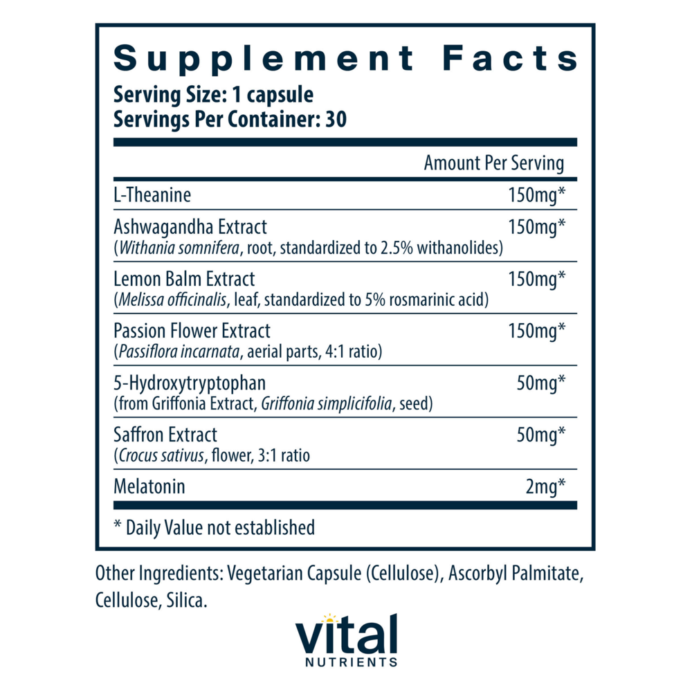 Vital Nutrients Sleep + Recover – 7-Ingredient Sleep &amp; Recovery Formula (30 Vegan Capsules)