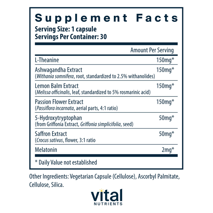 Vital Nutrients Sleep + Recover – 7-Ingredient Sleep &amp; Recovery Formula (30 Vegan Capsules)