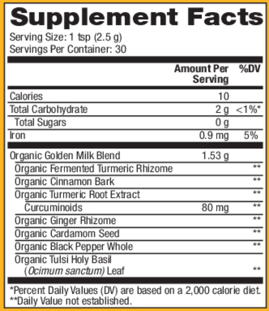 Solspring™ Organic Golden Milk – Turmeric Ginger Cinnamon Herbal Blend (75g)