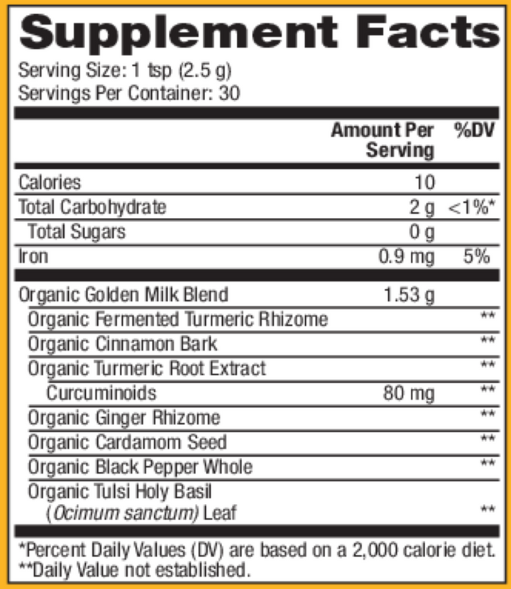 Solspring™ Organic Golden Milk – Turmeric Ginger Cinnamon Herbal Blend (75g)