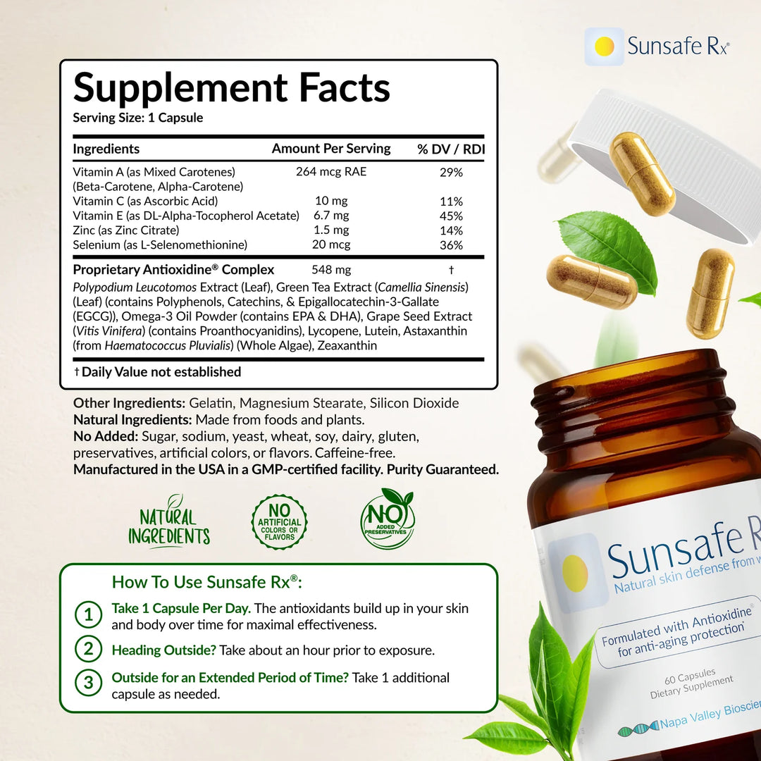 Sunsafe Rx® – Natural Skin Defense from Within (60 Capsules)