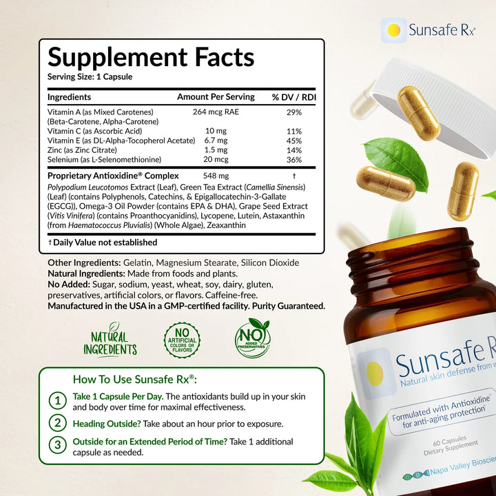 Sunsafe Rx® – Natural Skin Defense from Within (60 Capsules)